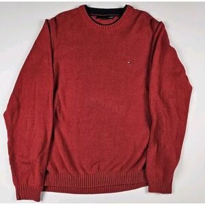Tommy Hilfiger Red Crew Neck Long Sleeve‎ Cotton Sweater Mens XL Preppy Academia
